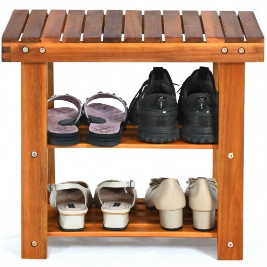 3-Tier Wood Shoe Rack 19' Shoe Bench Boots Organizer by LuxuryLifeWay Online Store