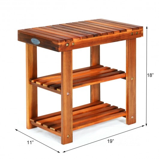 3-Tier Wood Shoe Rack 19' Shoe Bench Boots Organizer by LuxuryLifeWay Online Store