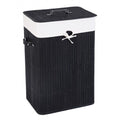 Rectangle Bamboo Hamper Laundry Basket Washing Cloth Bin Storage Bag Lid 3 color-Black by LuxuryLifeWay Online Store