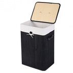 Rectangle Bamboo Hamper Laundry Basket Washing Cloth Bin Storage Bag Lid 3 color-Black by LuxuryLifeWay Online Store