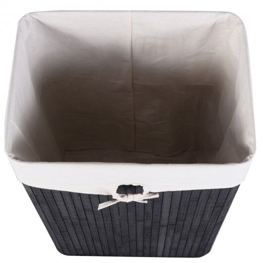 Rectangle Bamboo Hamper Laundry Basket Washing Cloth Bin Storage Bag Lid 3 color-Black by LuxuryLifeWay Online Store