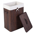 Rectangle Bamboo Hamper Laundry Basket Washing Cloth Bin Storage Bag Lid 3 color-Black by LuxuryLifeWay Online Store