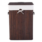 Rectangle Bamboo Hamper Laundry Basket Washing Cloth Bin Storage Bag Lid 3 color-Black by LuxuryLifeWay Online Store