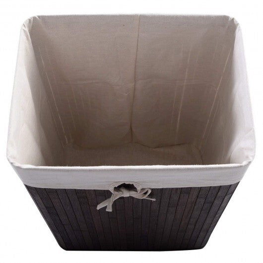 Rectangle Bamboo Hamper Laundry Basket Washing Cloth Bin Storage Bag Lid 3 color-Black by LuxuryLifeWay Online Store