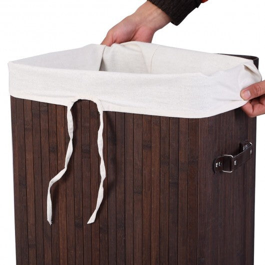 Rectangle Bamboo Hamper Laundry Basket Washing Cloth Bin Storage Bag Lid 3 color-Black by LuxuryLifeWay Online Store
