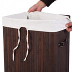 Rectangle Bamboo Hamper Laundry Basket Washing Cloth Bin Storage Bag Lid 3 color-Black by LuxuryLifeWay Online Store