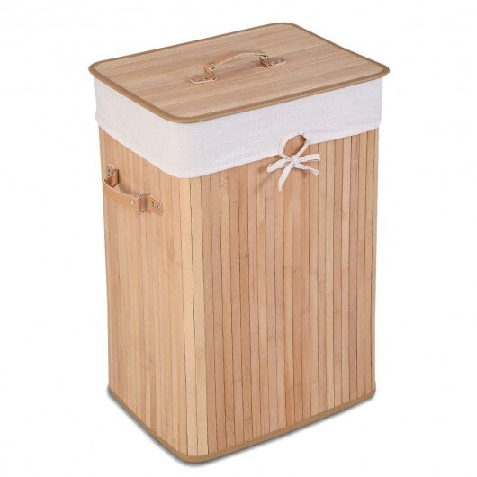 Rectangle Bamboo Hamper Laundry Basket Washing Cloth Bin Storage Bag Lid 3 color-Black by LuxuryLifeWay Online Store