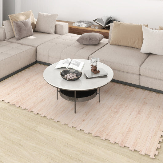 8 Pieces EVA Foam Floor Tiles with Wood Texture by LuxuryLifeWay Online Store