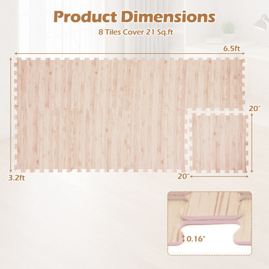 8 Pieces EVA Foam Floor Tiles with Wood Texture by LuxuryLifeWay Online Store