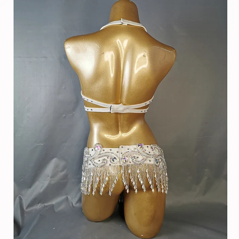 The Stardust Oasis Sirena – Deluxe Crystal & Beaded Belly Dance Bra & Belt 2-Piece Costume Set by Stardust Starlets