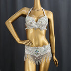 The Stardust Oasis Sirena – Deluxe Crystal & Beaded Belly Dance Bra & Belt 2-Piece Costume Set by Stardust Starlets
