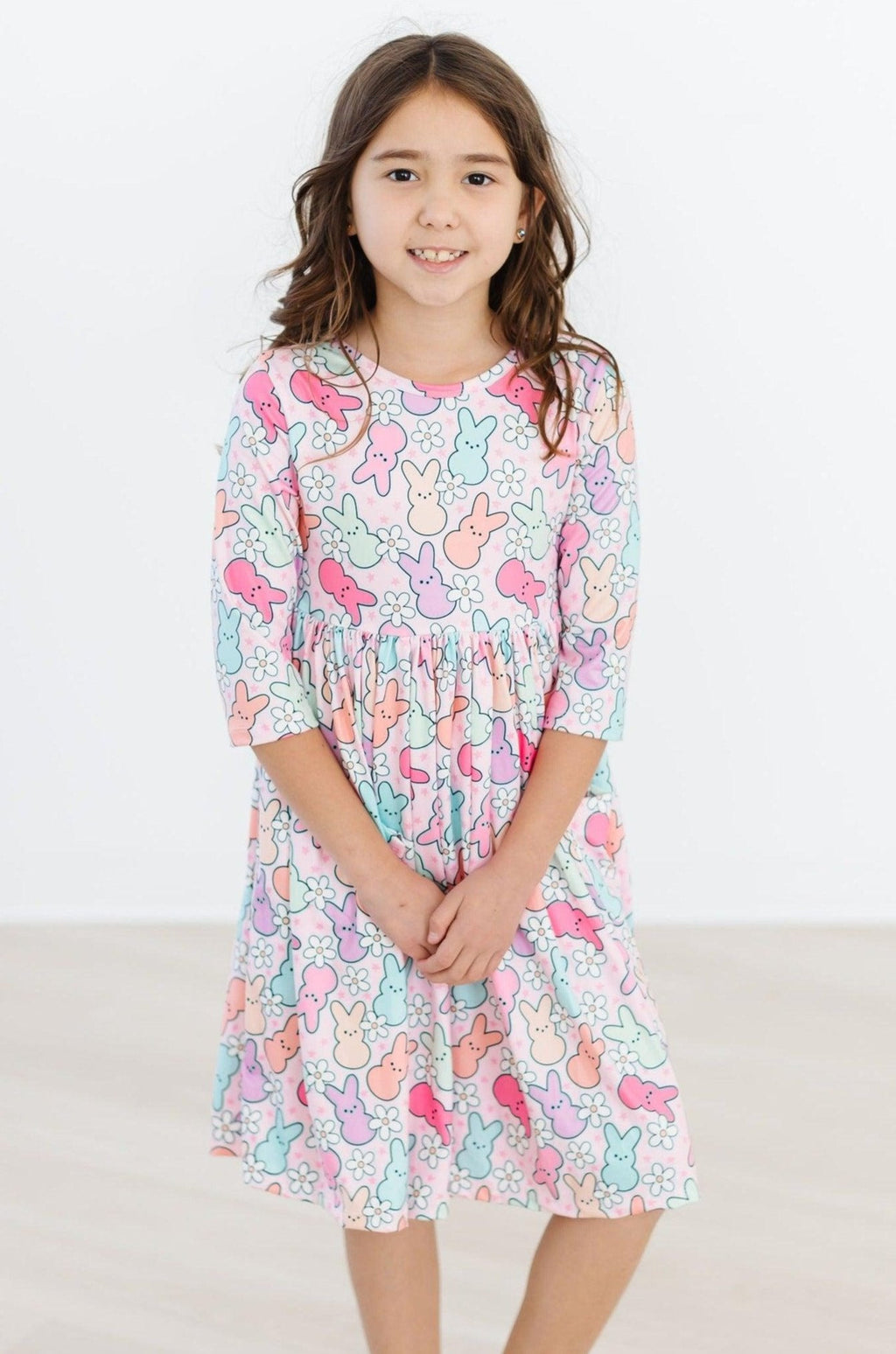 Hangin with my Peeps 3/4 Sleeve Pocket Twirl Dress by Mila & Rose ®