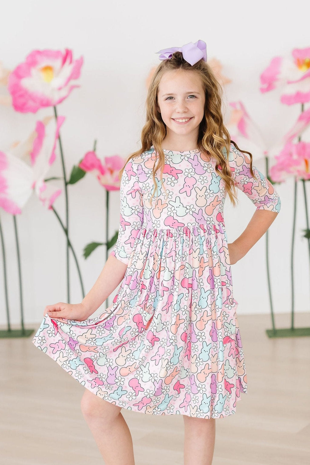 Hangin with my Peeps 3/4 Sleeve Pocket Twirl Dress by Mila & Rose ®