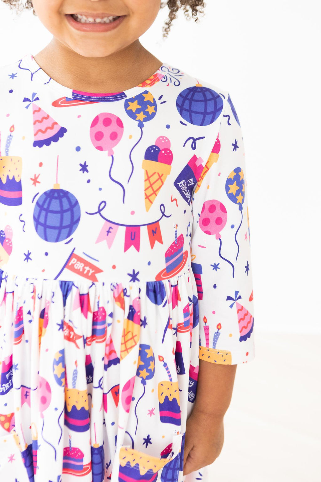 Happy Birthday 3/4 Sleeve Pocket Twirl Dress by Mila & Rose ®