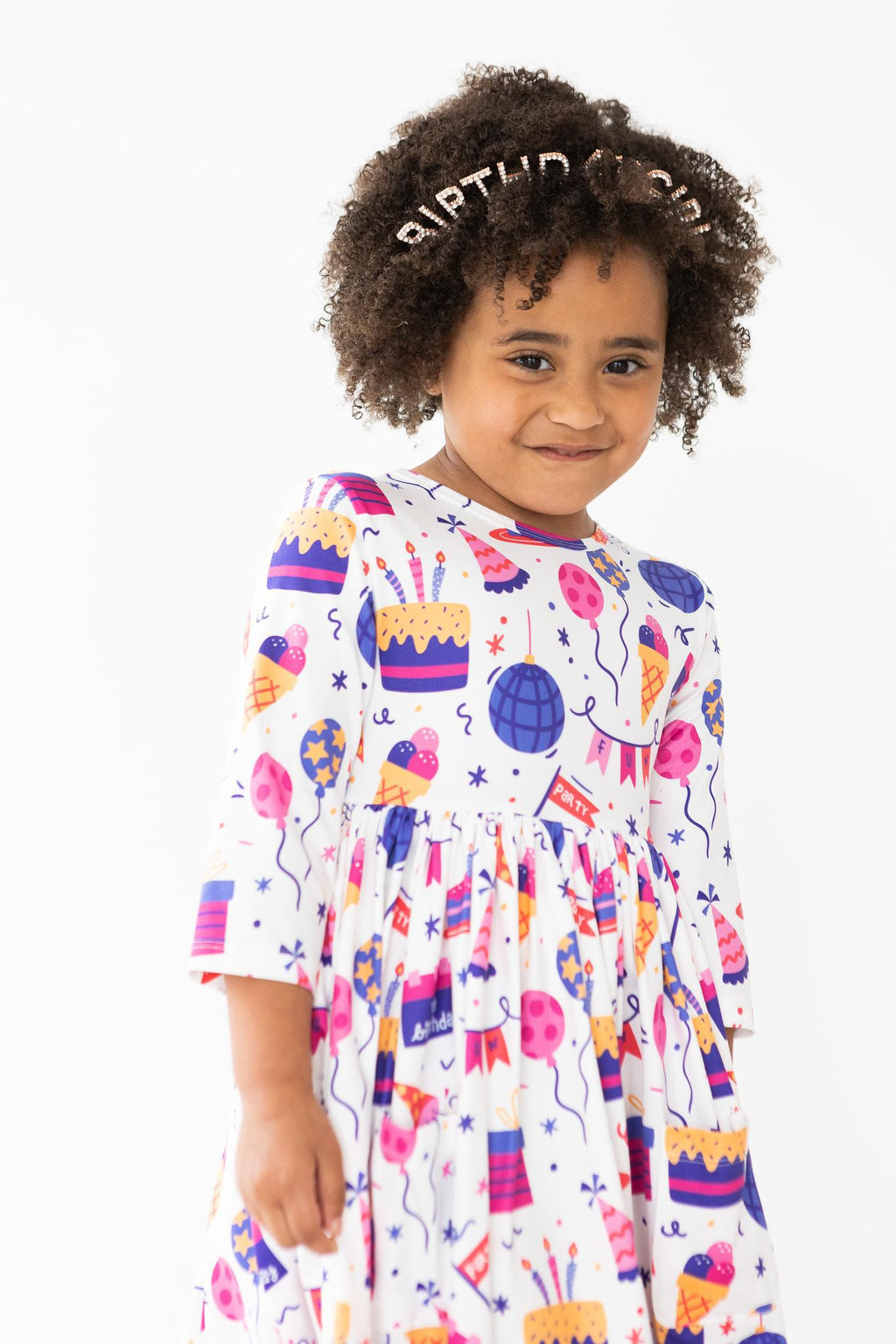 Happy Birthday 3/4 Sleeve Pocket Twirl Dress by Mila & Rose ®