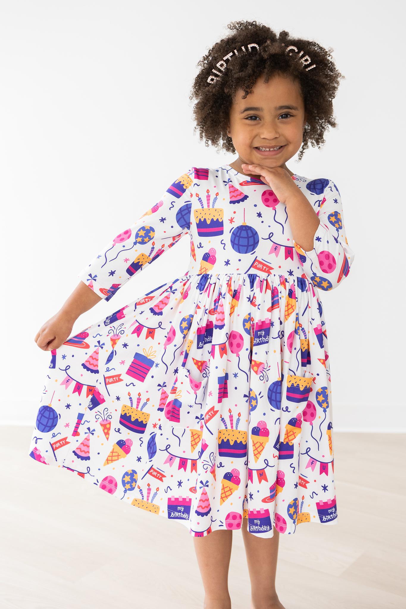 Happy Birthday 3/4 Sleeve Pocket Twirl Dress by Mila & Rose ®