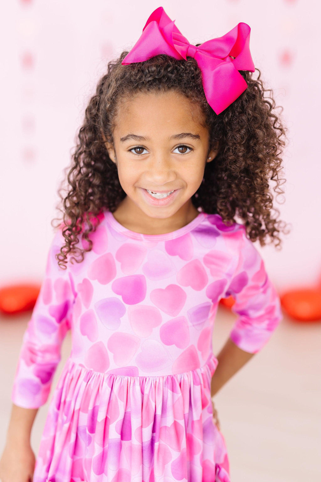 Happy Heart Day 3/4 Sleeve Pocket Twirl Dress by Mila & Rose ®