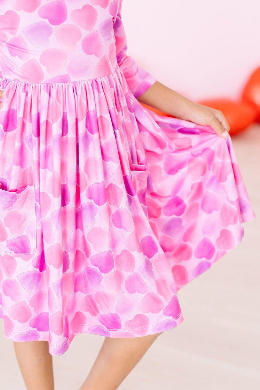 Happy Heart Day 3/4 Sleeve Pocket Twirl Dress by Mila & Rose ®