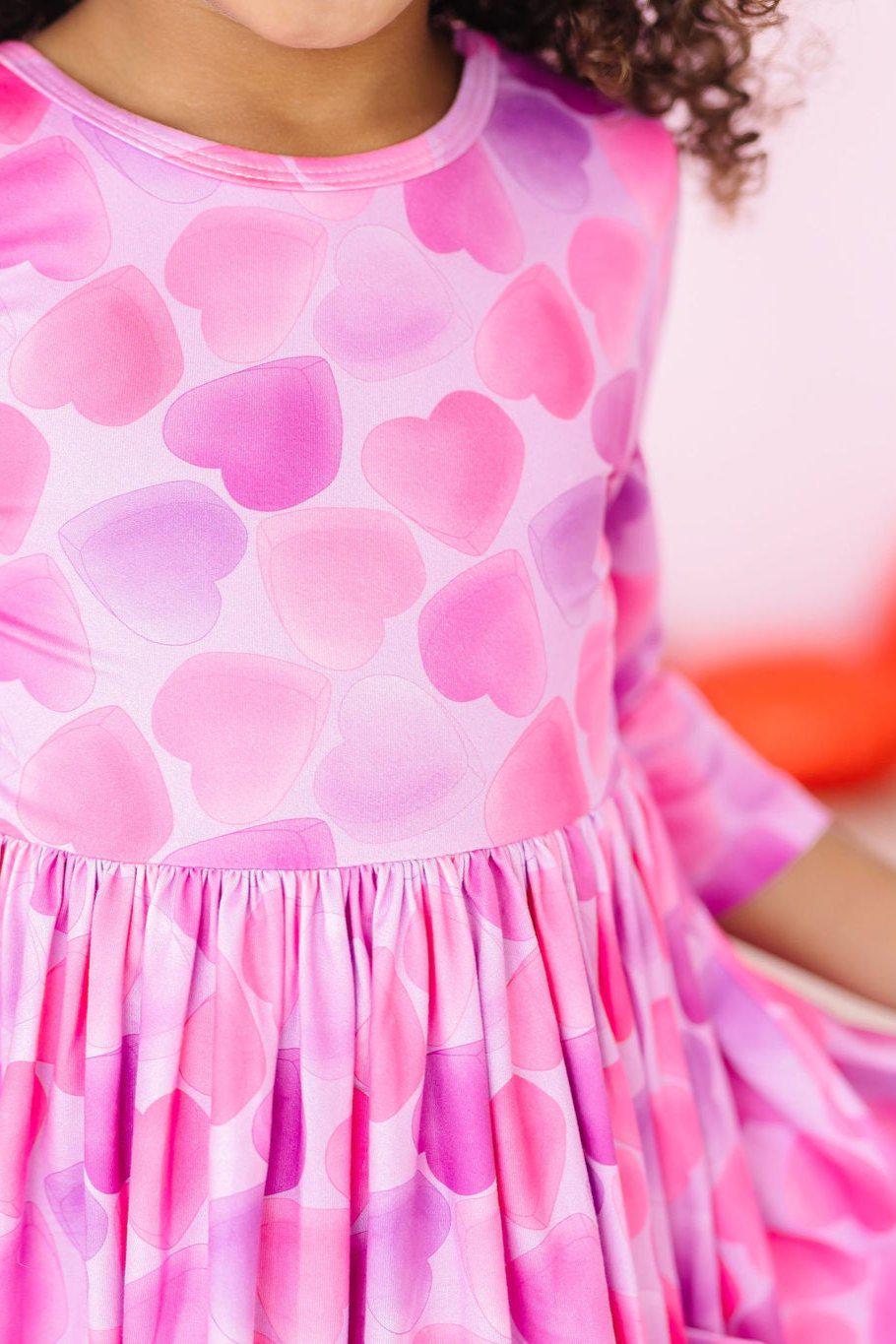 Happy Heart Day 3/4 Sleeve Pocket Twirl Dress by Mila & Rose ®