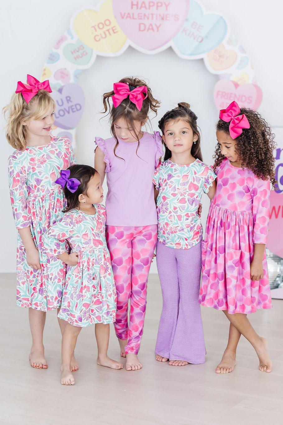 Happy Heart Day 3/4 Sleeve Pocket Twirl Dress by Mila & Rose ®