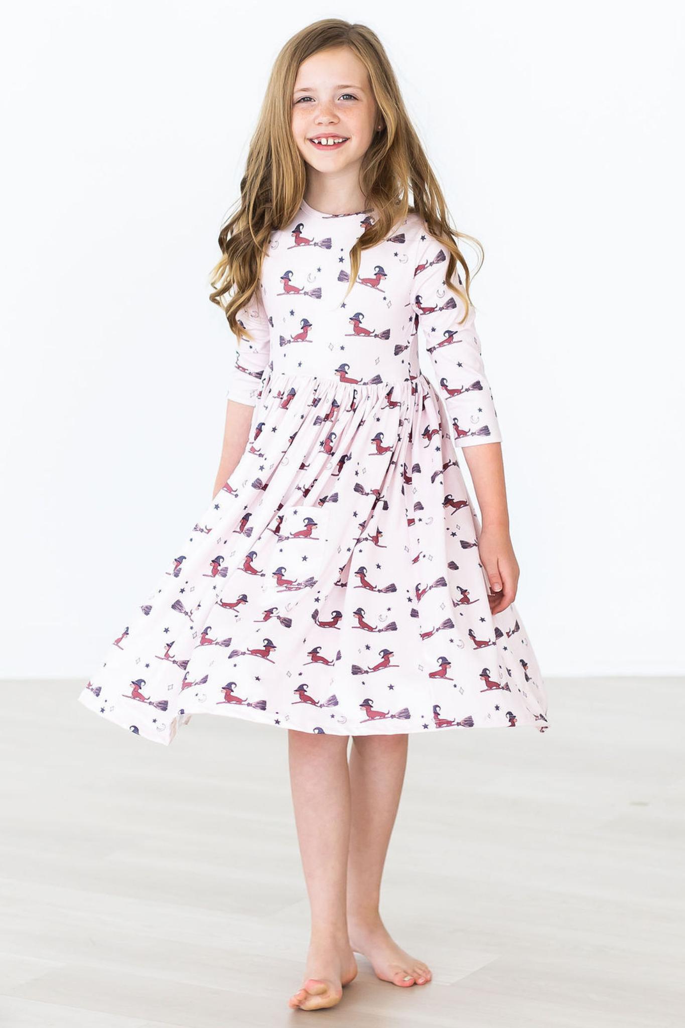 Happy Howl-oween 3/4 Sleeve Pocket Twirl Dress by Mila & Rose ®