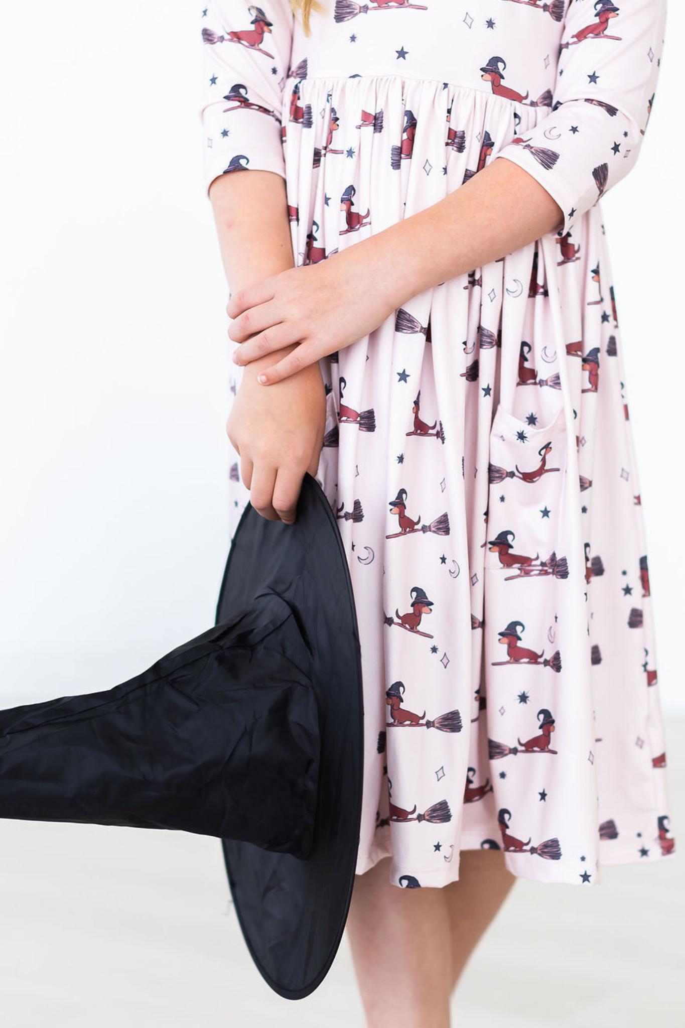 Happy Howl-oween 3/4 Sleeve Pocket Twirl Dress by Mila & Rose ®