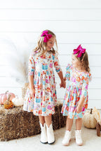 Harvest Blooms 3/4 Sleeve Pocket Twirl Dress by Mila & Rose ®