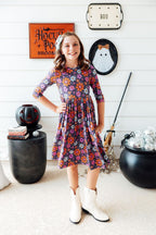 Haunted Garden 3/4 Sleeve Pocket Twirl Dress by Mila & Rose ®