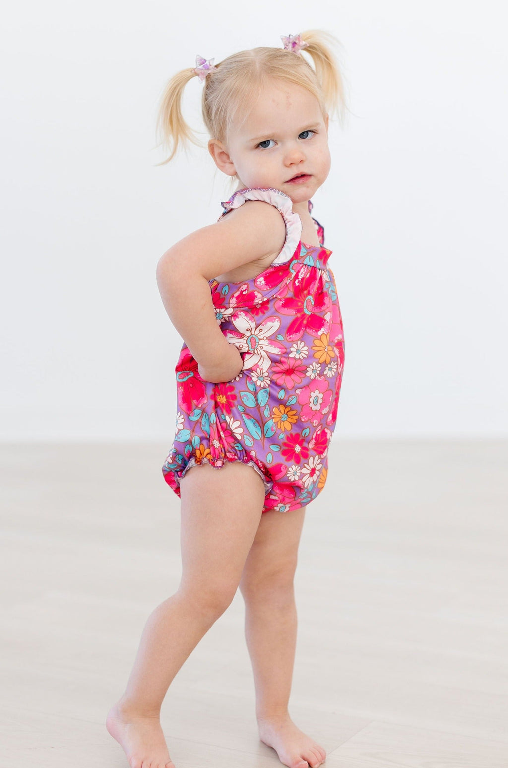Hawaiian Floral Ruffle Cross Back Romper by Mila & Rose ®