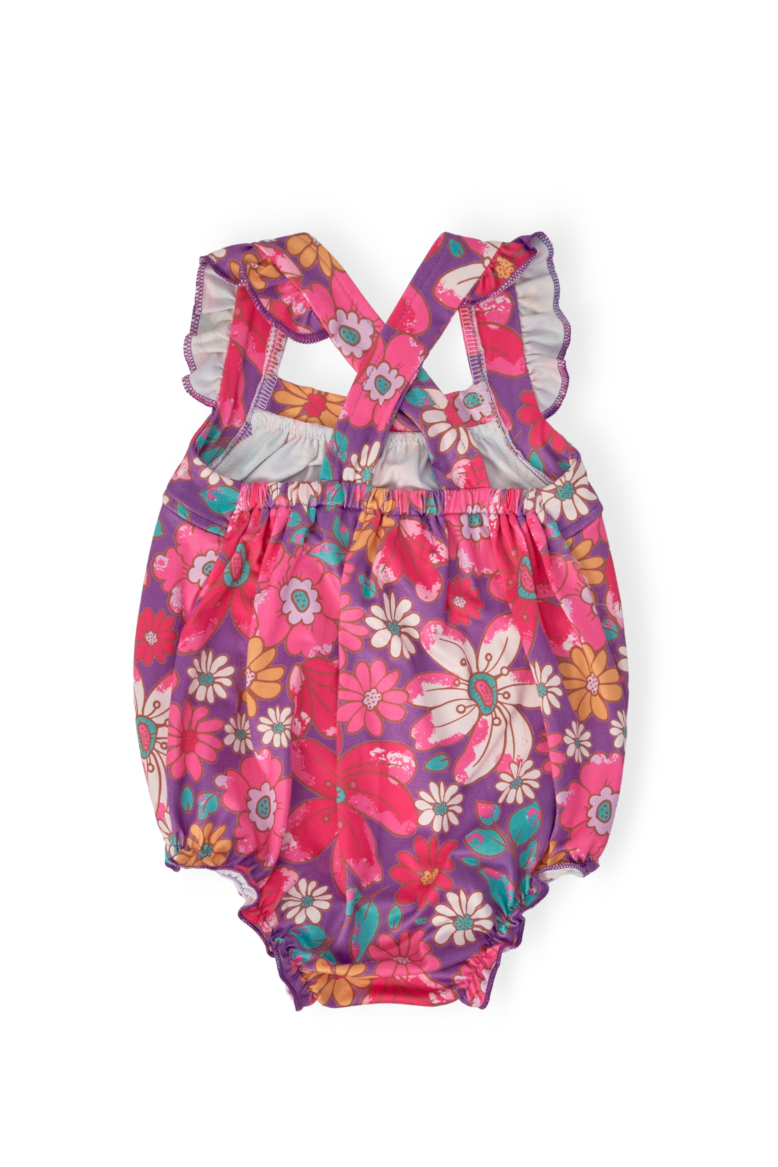 Hawaiian Floral Ruffle Cross Back Romper by Mila & Rose ®