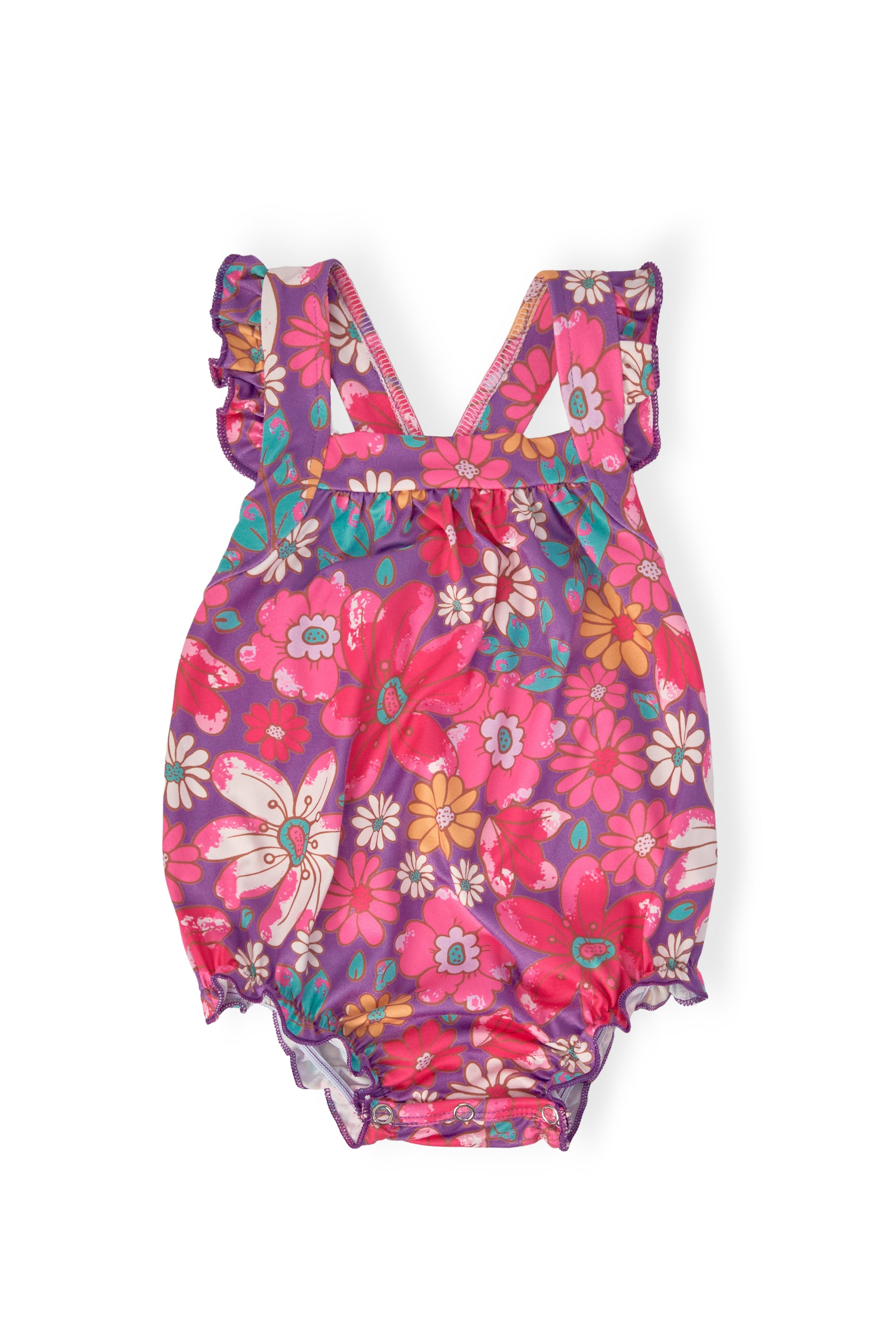 Hawaiian Floral Ruffle Cross Back Romper by Mila & Rose ®