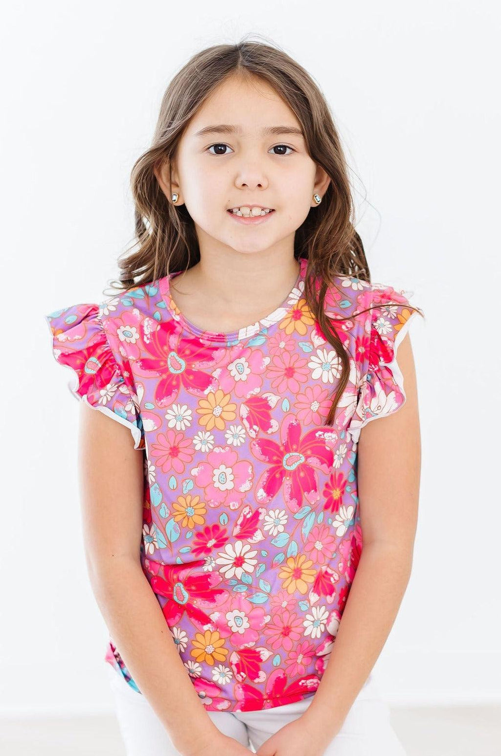 SALE Hawaiian Floral S/S Ruffle Tee by Mila & Rose ®