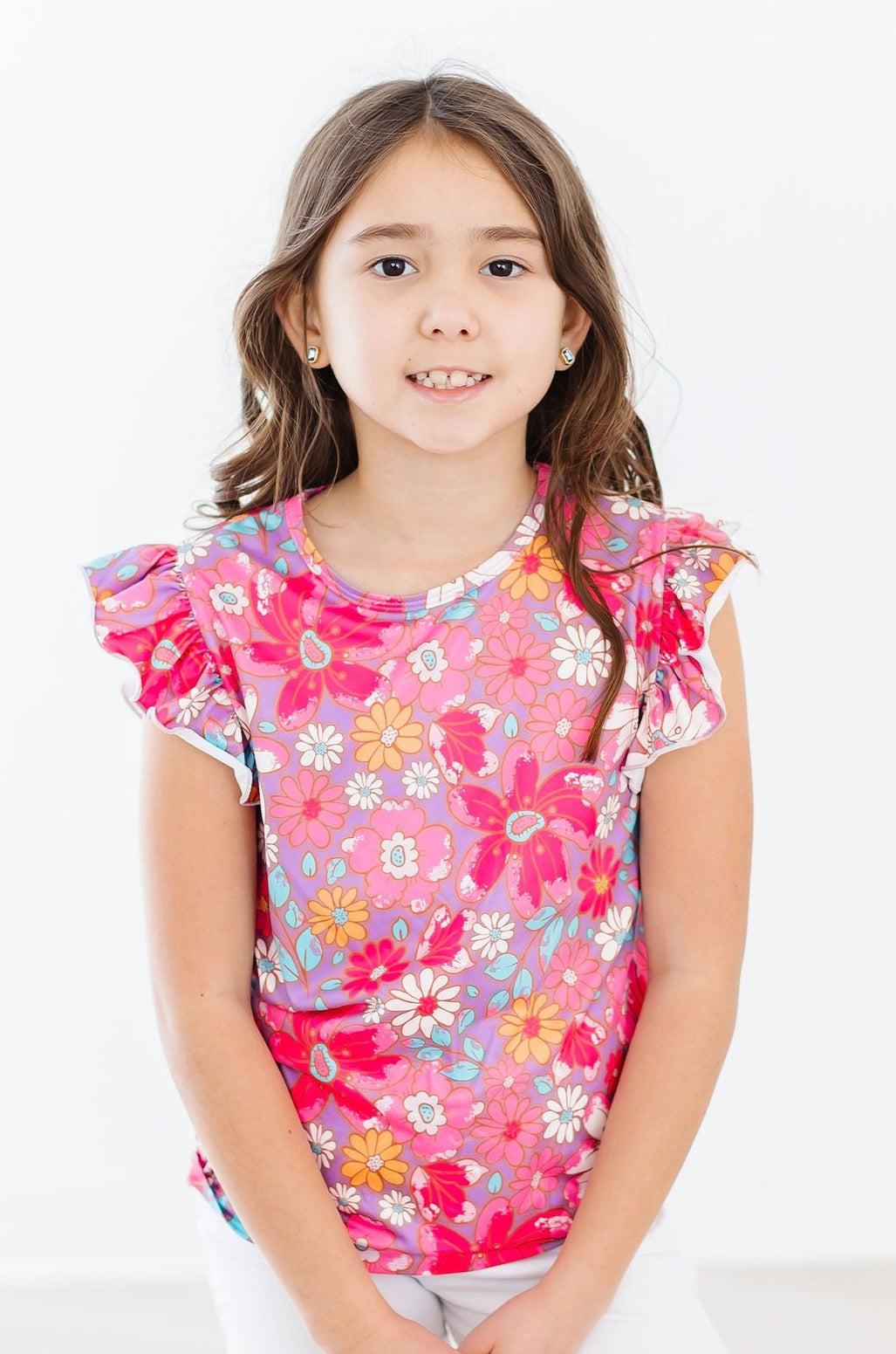 SALE Hawaiian Floral S/S Ruffle Tee by Mila & Rose ®