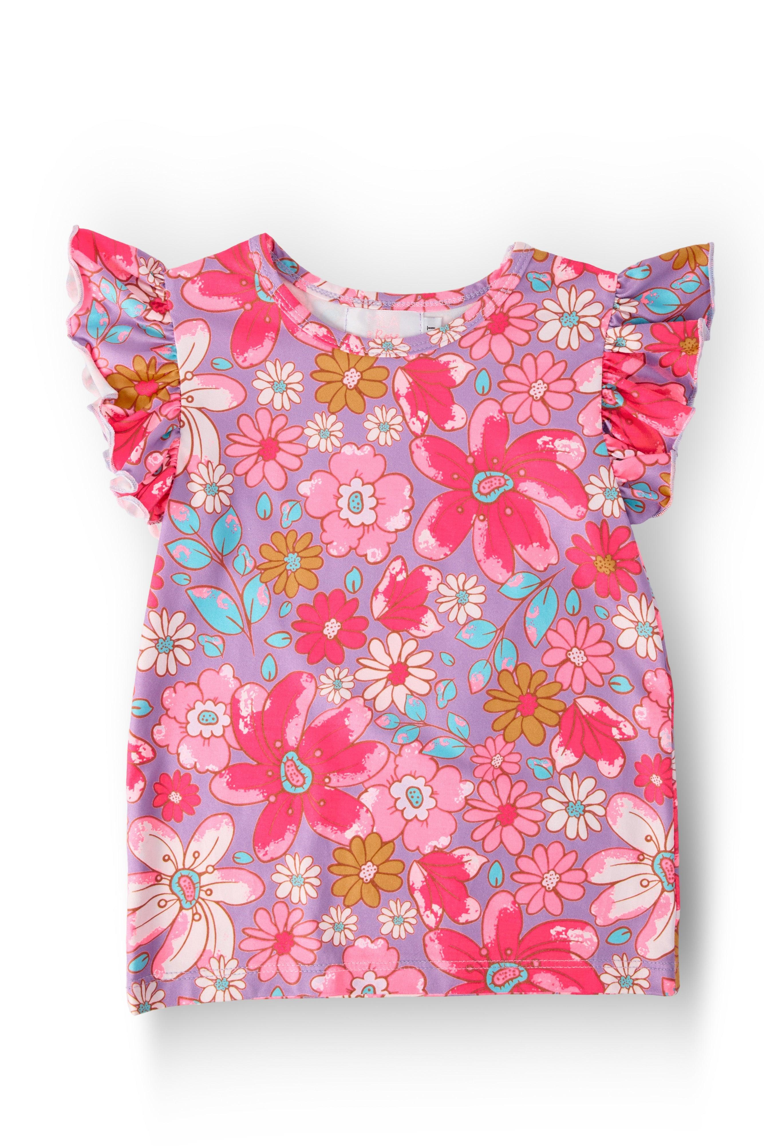 SALE Hawaiian Floral S/S Ruffle Tee by Mila & Rose ®