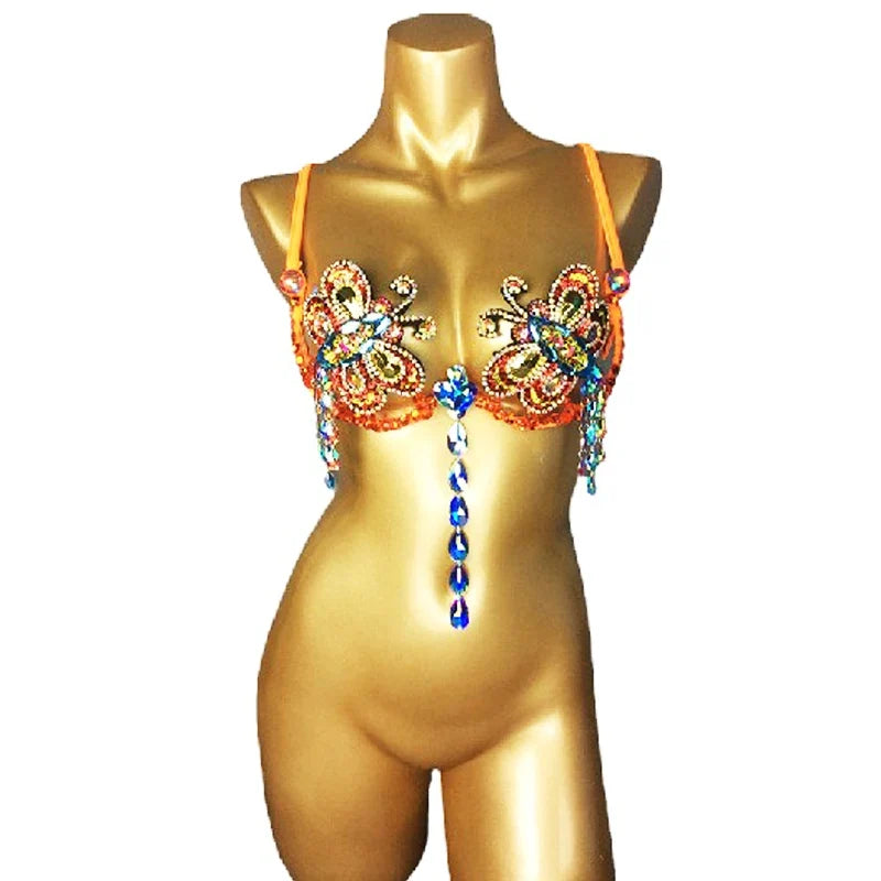 The Stardust Empress Sirena – Deluxe Rhinestone & Stone Samba Carnival Wire Bra by Stardust Starlets
