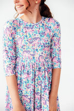 Head in the Clouds 3/4 Sleeve Pocket Twirl Dress by Mila & Rose ®