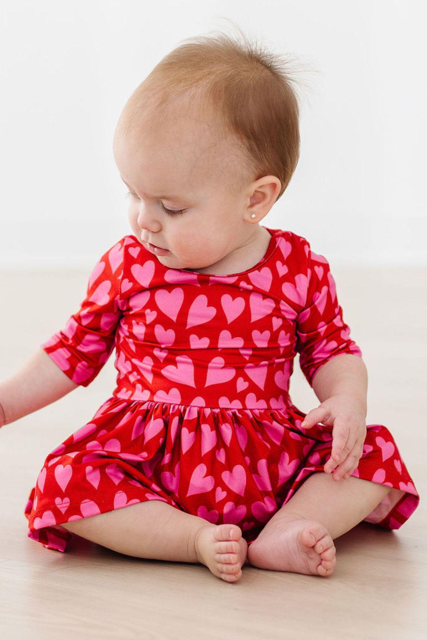 Hearts & Hugs 3/4 Sleeve Twirl Bodysuit by Mila & Rose ®