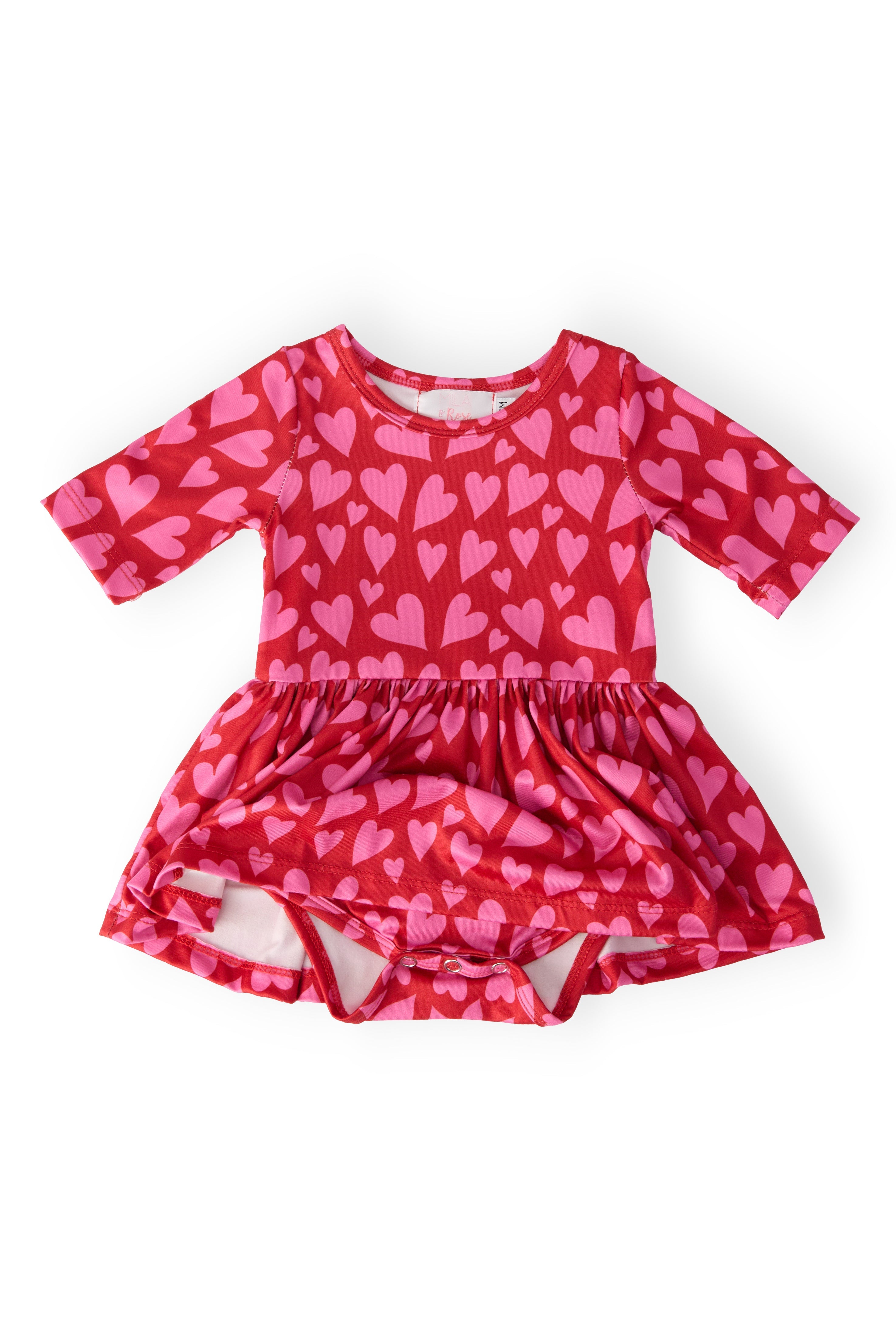 Hearts & Hugs 3/4 Sleeve Twirl Bodysuit by Mila & Rose ®