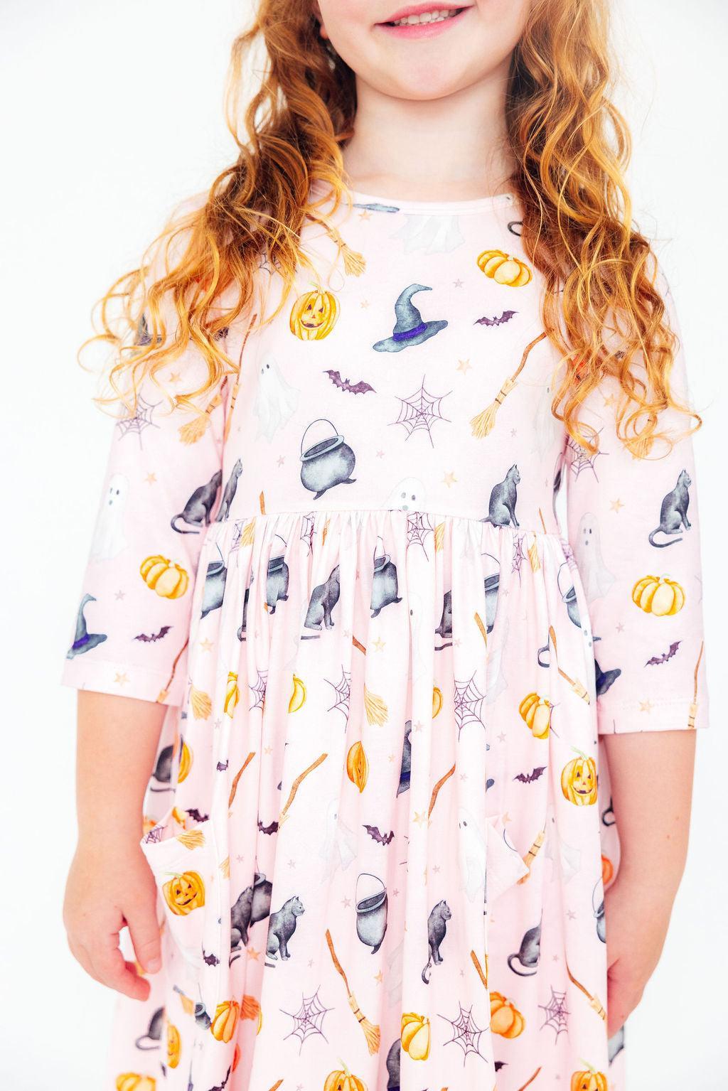 Hey Boo 3/4 Sleeve Pocket Twirl Dress by Mila & Rose ®