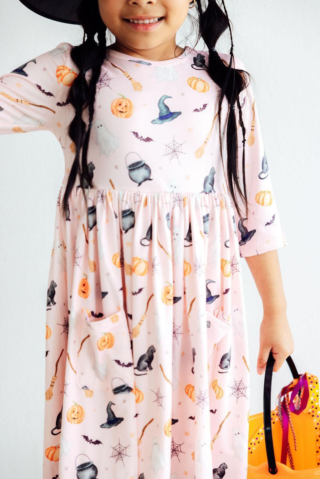 Hey Boo 3/4 Sleeve Pocket Twirl Dress by Mila & Rose ®