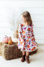 Hey Pumpkin 3/4 Sleeve Ruffle Twirl Dress by Mila & Rose ®