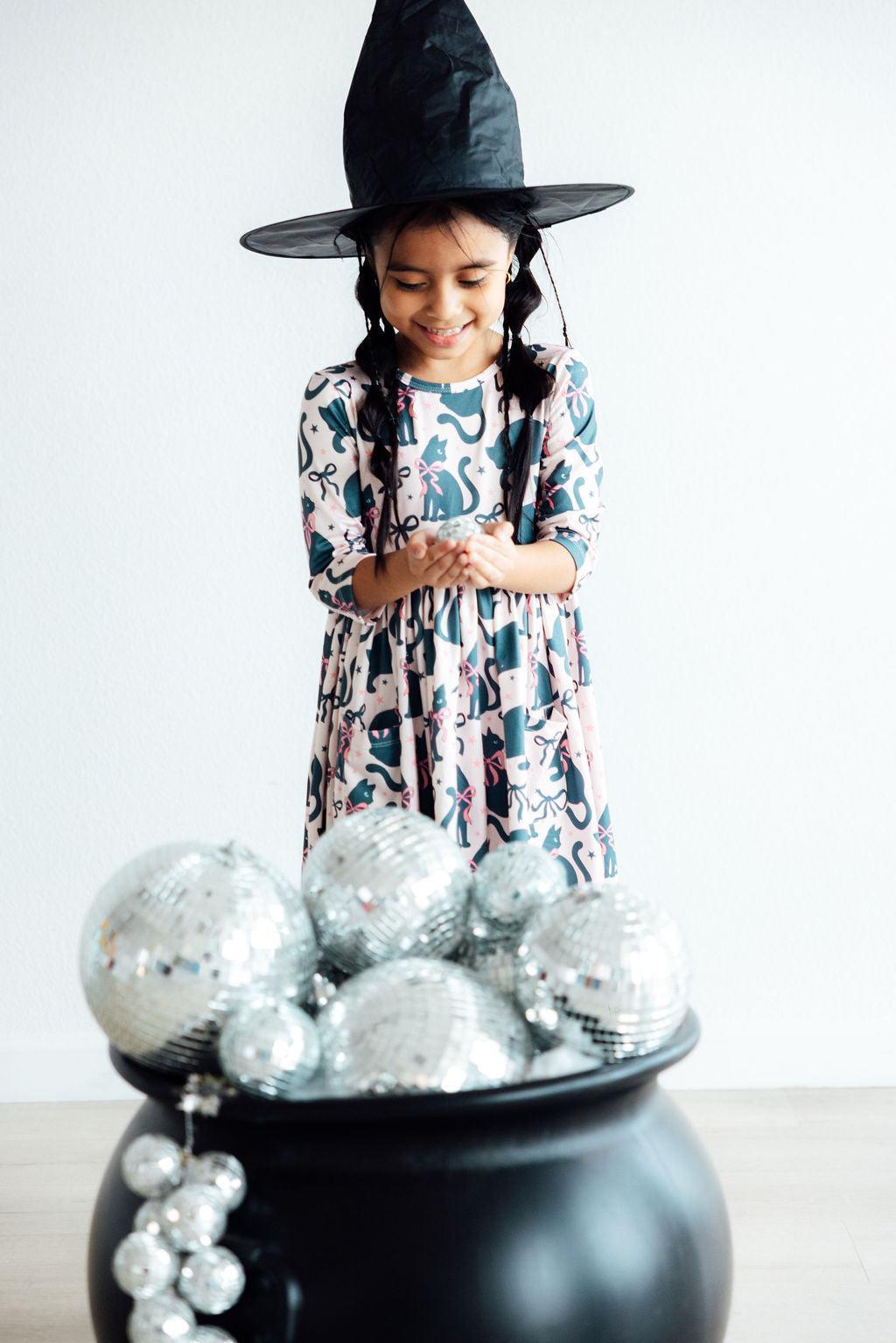 Hocus Purr-cus 3/4 Sleeve Pocket Twirl Dress by Mila & Rose ®