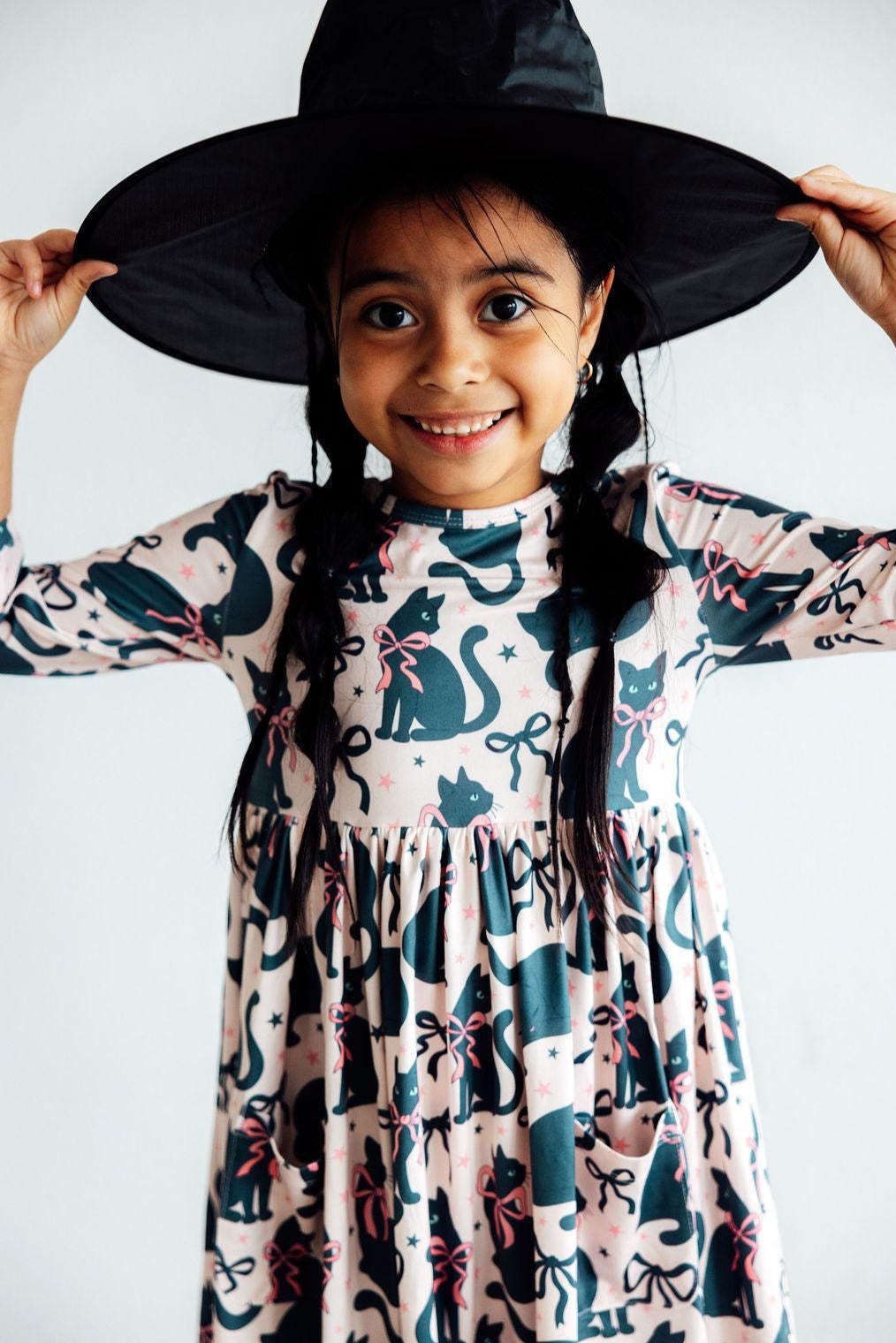Hocus Purr-cus 3/4 Sleeve Pocket Twirl Dress by Mila & Rose ®
