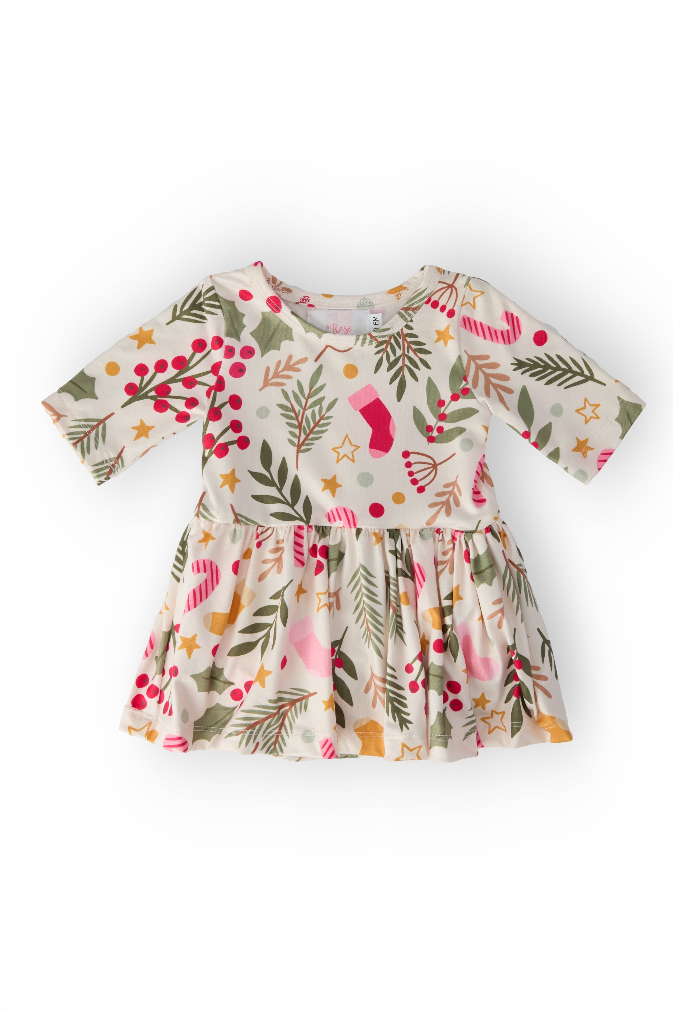 Holly Jolly Christmas 3/4 Sleeve Twirl Bodysuit by Mila & Rose ®