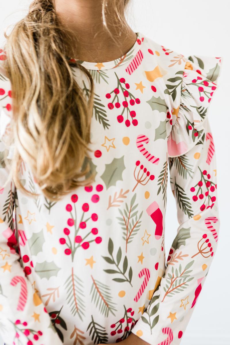 Holly Jolly Christmas L/S Ruffle Tee by Mila & Rose ®