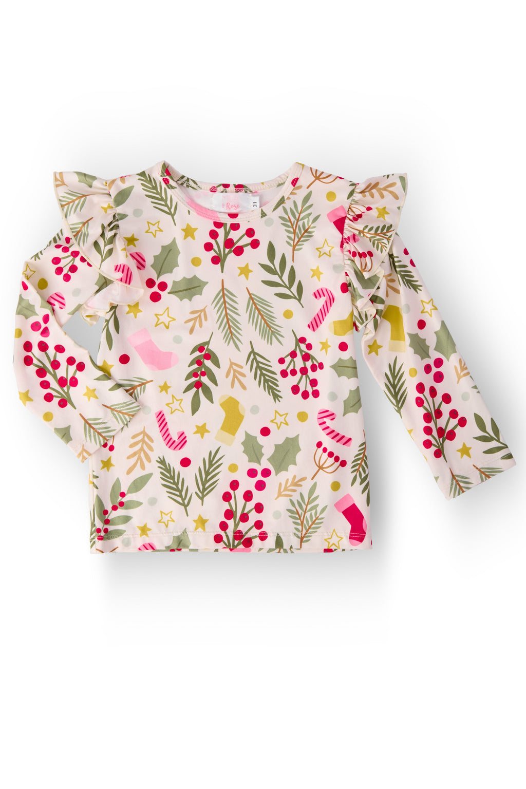 Holly Jolly Christmas L/S Ruffle Tee by Mila & Rose ®