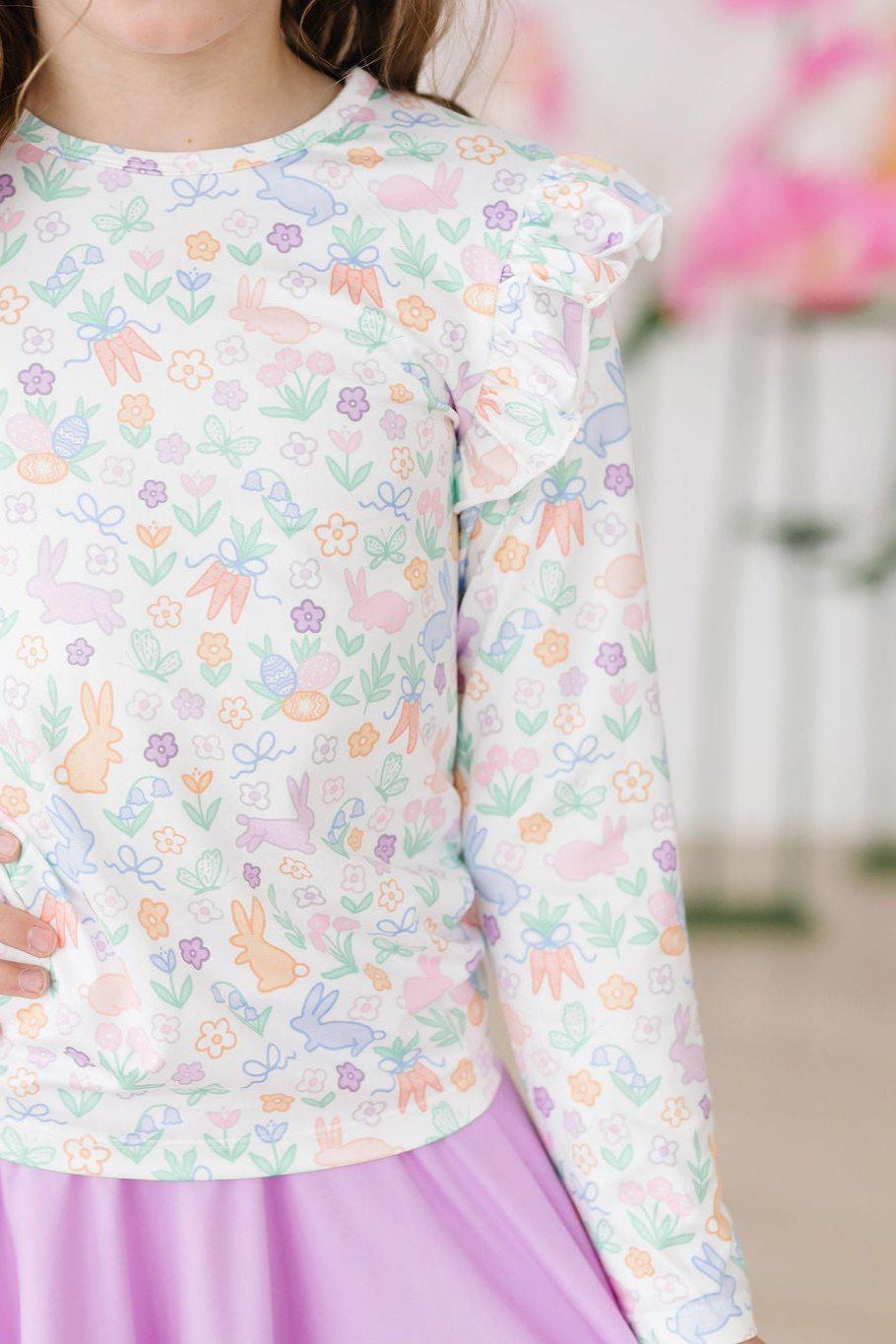Hoppy Easter L/S Ruffle Tee by Mila & Rose ®