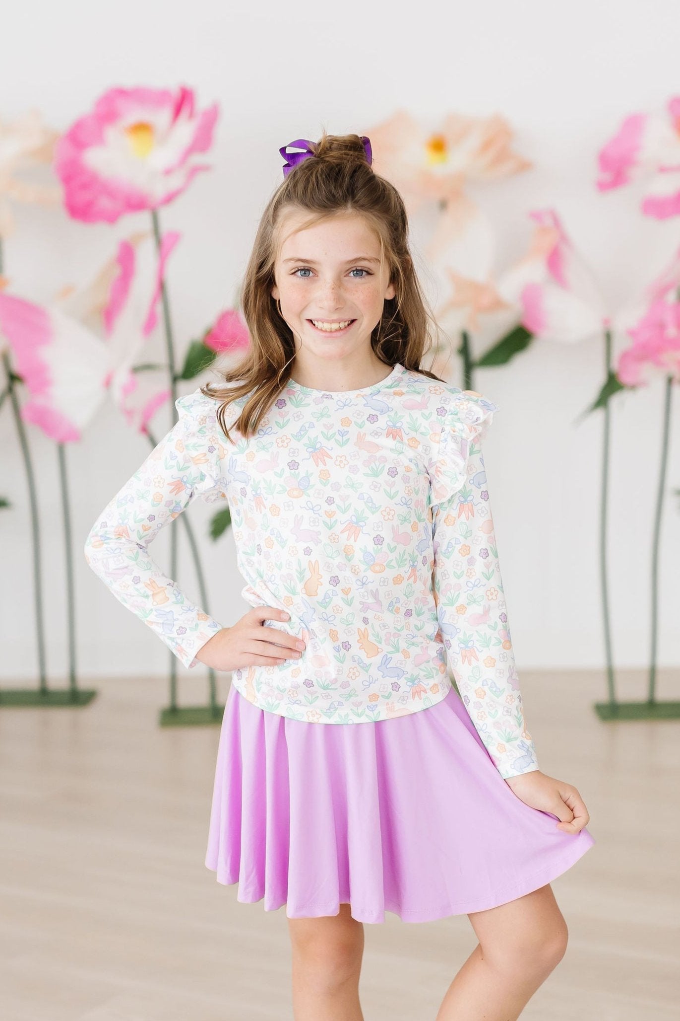 Hoppy Easter L/S Ruffle Tee by Mila & Rose ®