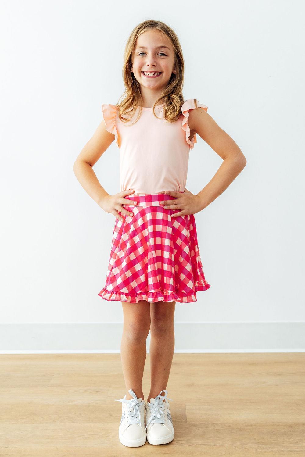 Hot Pink Gingham Ruffle Twirl Skort by Mila & Rose ®