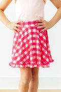 Hot Pink Gingham Ruffle Twirl Skort by Mila & Rose ®